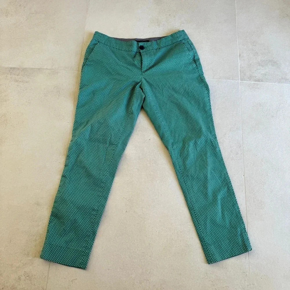 Banana Republic Hampton Fit Cigarette Green Diamonds Ankle Pants sz 0 - Picture 2 of 9